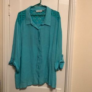 Blouse with lace top